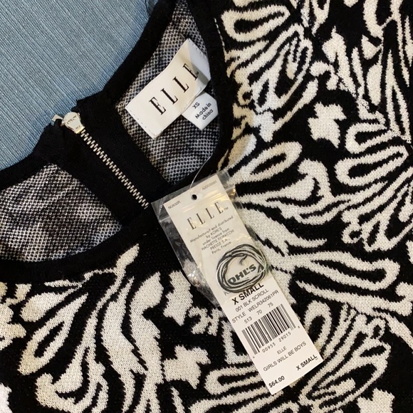 Black and white skater sweater dress, NWT Elle XS - Picture 2 of 4